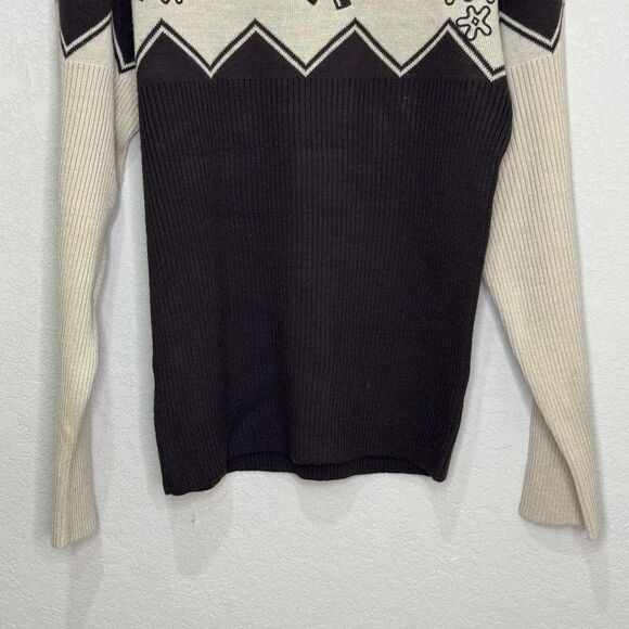 Vintage Nils Sweater Womens Small Black Cream Snowflake Mock Neck Ski 90s - Picture 4 of 6